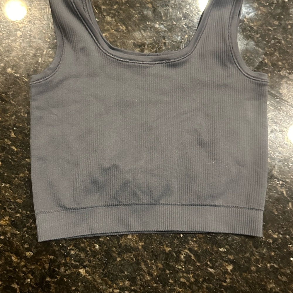 Gray Ribbed Tank Top